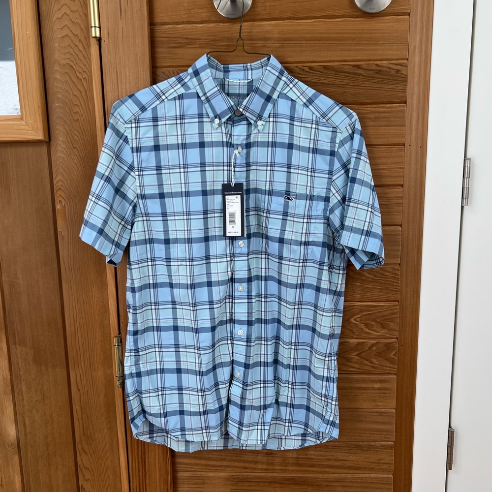 Vineyard Vines Leverick Plaid Featherweight Performance Short-Sleeve Shirt